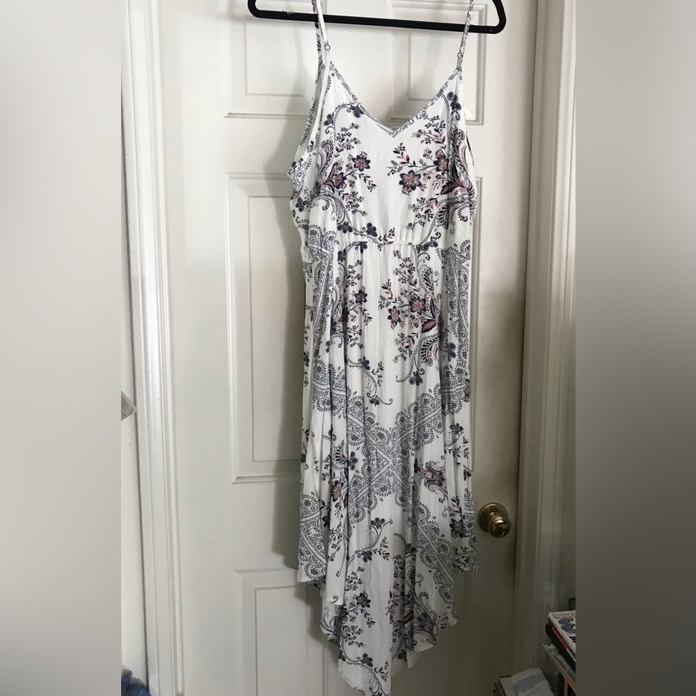 KNOX ROSE-Elegant Off White and Navy Paisley Dress size L - Picture 2 of 12